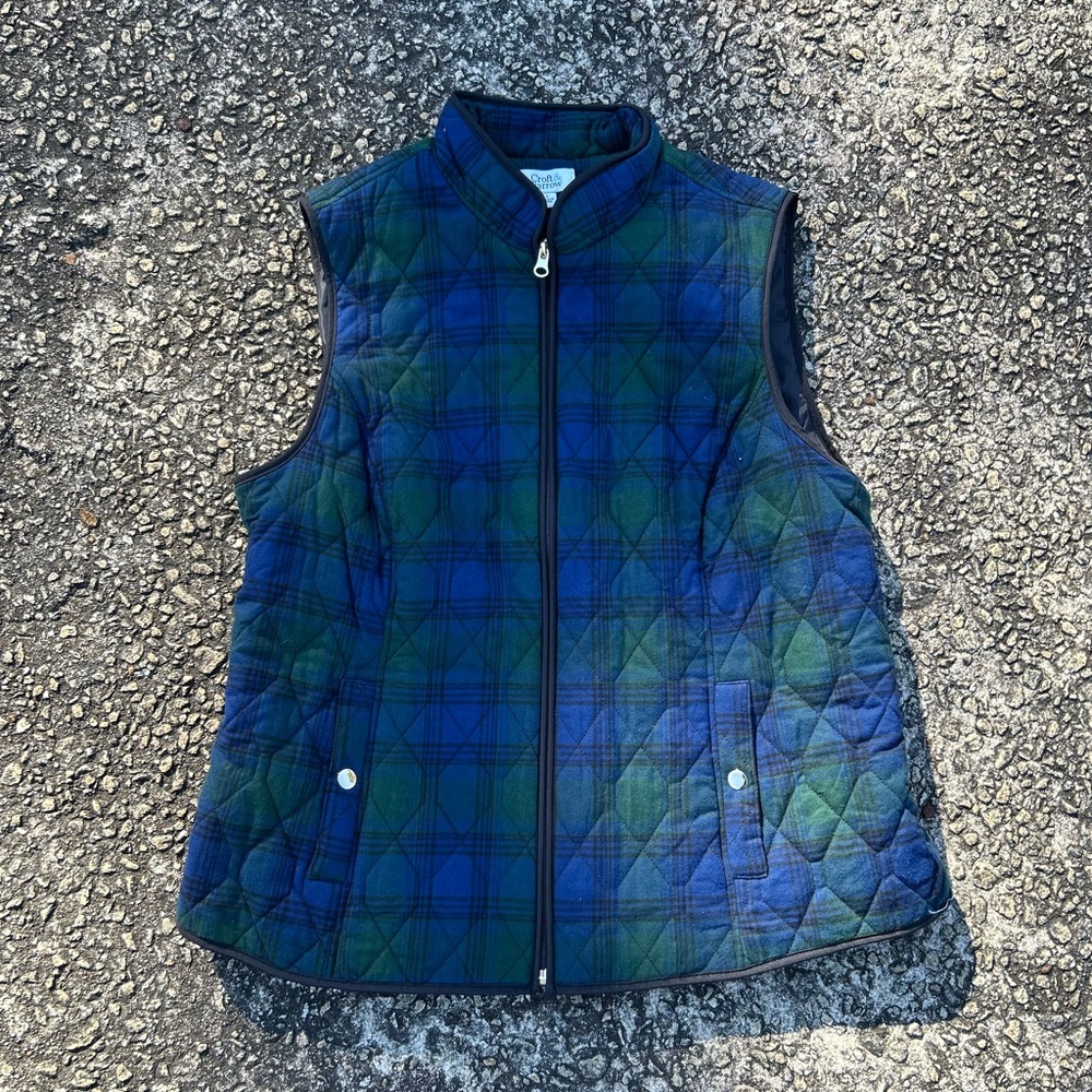 Croft & Barrow Blue and Green Plaid Vest
